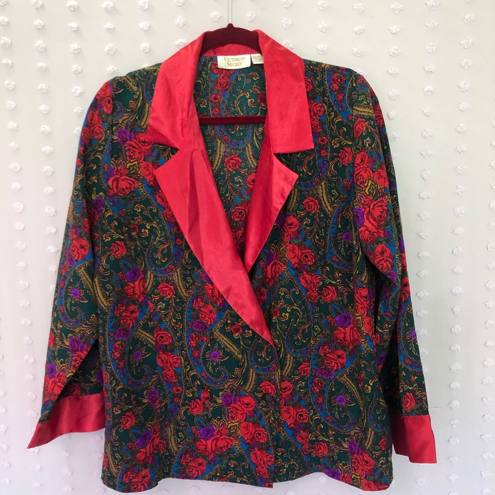 Victoria’s Secret Vintage Gold‎ Label Floral Blazer Lingerie Top